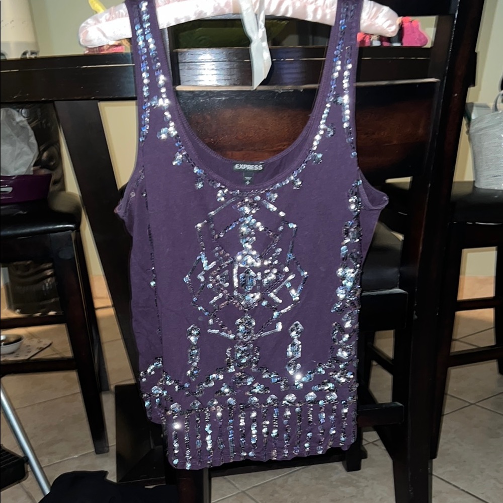 Express Purple Sequin Women's Top